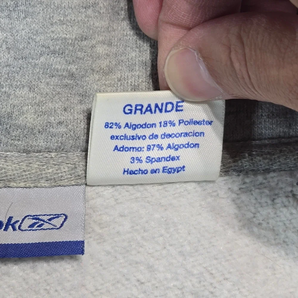 Reebok Mens Quarter Zip Sweatshirt Gray Large‎ Pullover RBLK111704 Logo Fleece